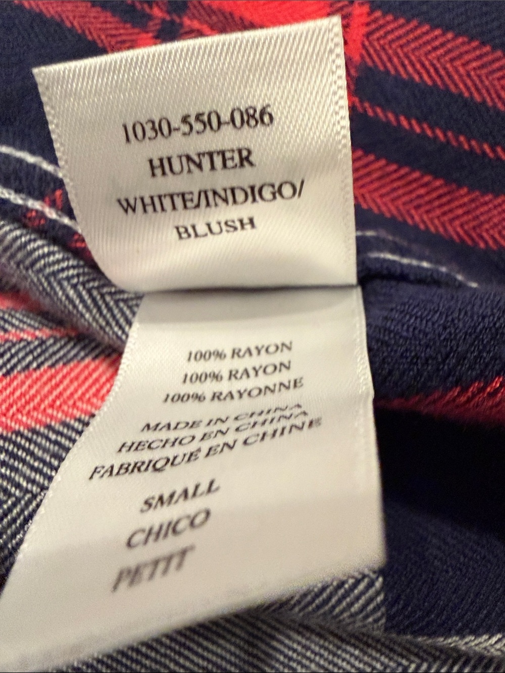 Rails Hunter Plaid Shirt Small White Indigo Blush Rayon - Picture 7 of 8
